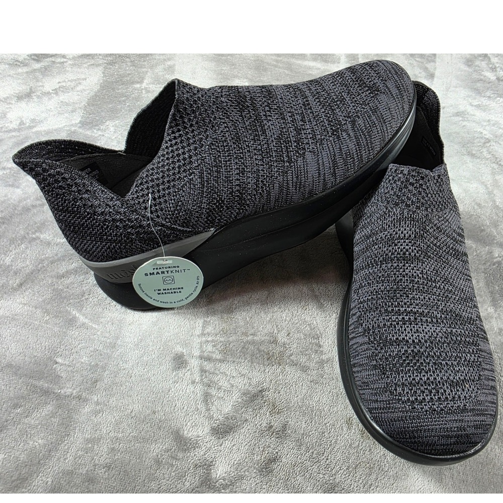 Moshn Rise SmartKnit Slip On Sneakers Women 6.5 Heather Black Comfort Shoes NEW